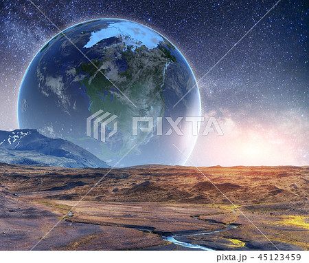 Realistic 3D Earth Lyustration. Courtesy of NASA. Fantastic star Realistic 3D Earth Lyustration. Courtesy of NASA. Fantastic star 45123459