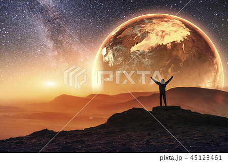 Realistic 3D Earth Lyustration. Courtesy of NASA. Man in Space.  45123461