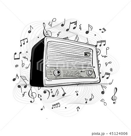 Retro radio, sketch for your design 45124006
