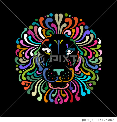 Lion face logo colorful, sketch for your design Lion face logo colorful, sketch for your design 45124067