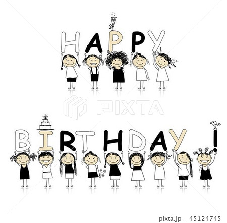 Happy birthday from beautiful smiling girls 45124745