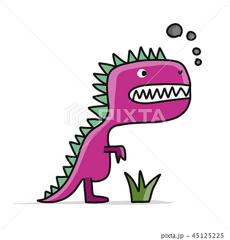 Funny Dinosaur Childish Style Sketchのイラスト素材 45125225 Pixta