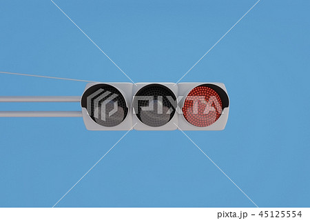 赤色に点灯するLED信号機 45125554