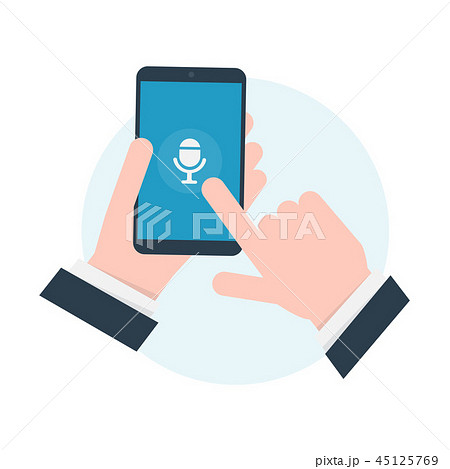 Voice recognition. Phone in the hand. Voice recognition. Phone in the hand. 45125769