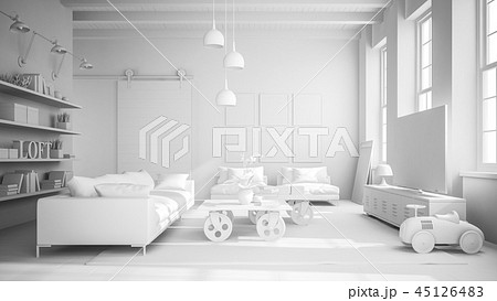 White Interior modern design room 3D illustration 45126483