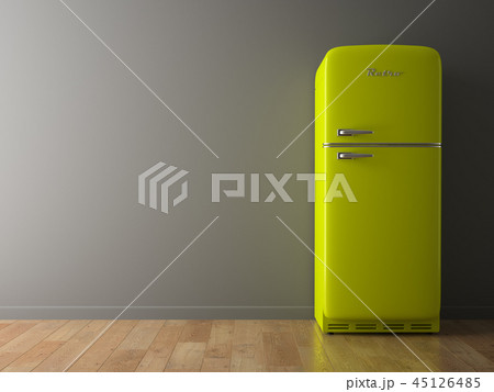 Interior with green fridge 3D illustration 45126485