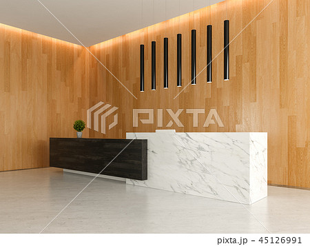 Interior of a lobby hotel reception 3D Interior of a lobby hotel reception 3D 45126991