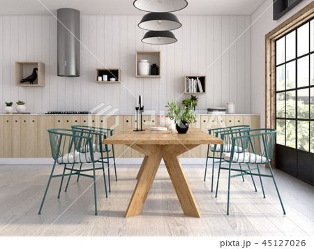 Modern style interior design 3D rendering 45127026