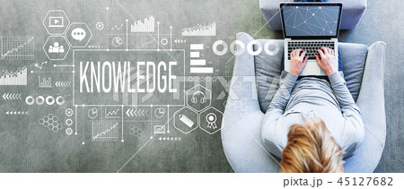 Knowledge with man using a laptop 45127682