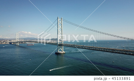 明石海峡大橋 ドローン空撮 明石海峡大橋 ドローン空撮 45133891