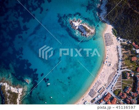 Beautiful beach top aerial view drone shot Beautiful beach top aerial view drone shot 45136597