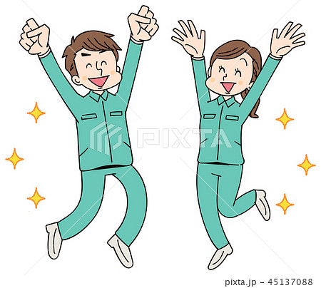 作業着を着た男女グループ 作業着を着た男女グループ 45137088