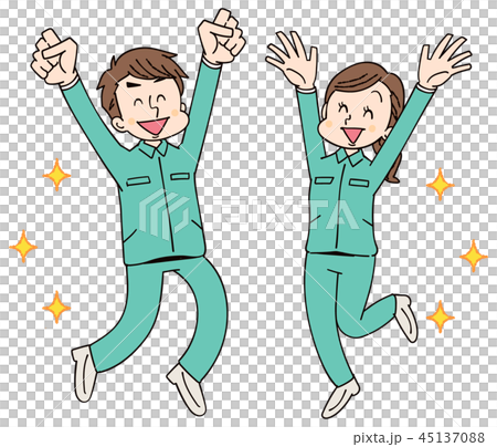 作業着を着た男女グループ 作業着を着た男女グループ 45137088