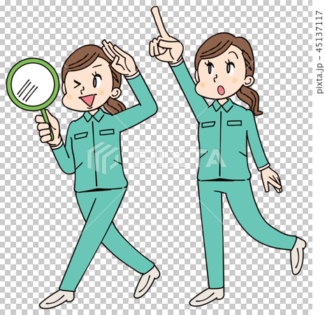 作業着を着ている女性 ポーズ 45137117