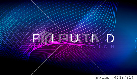 Neon glowing fluid wave lines, magic energy space light concept, abstract background wallpaper 45137814