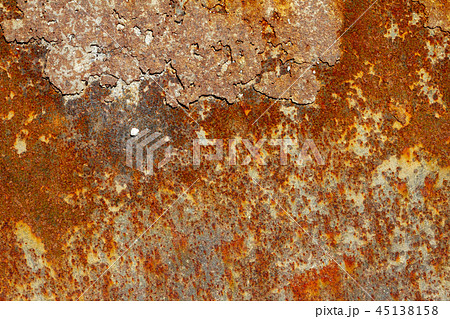 錆びた鉄板 アップの写真素材