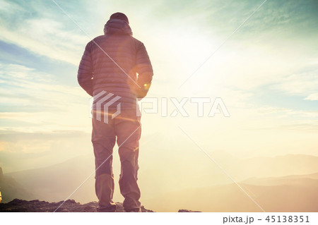 Hiker at sunrise Hiker at sunrise 45138351