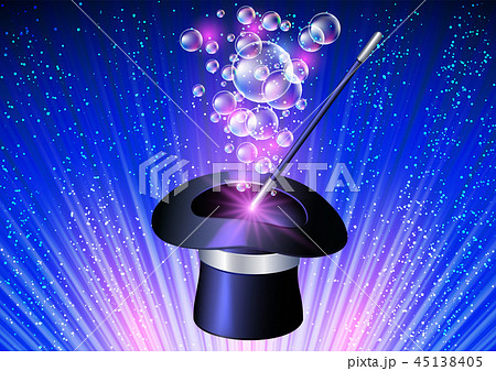 Conjurer hat with magic wand 45138405