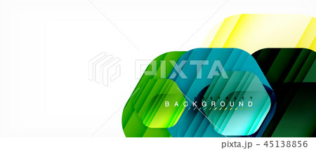Glossy color hexagons modern composition background, shiny glass design 45138856