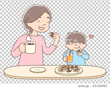 コーヒータイム お母さんと子どものイラスト素材