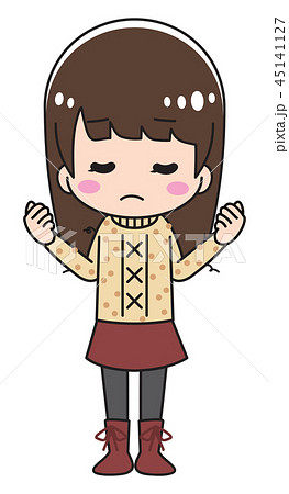 毛玉がついた服を着る女性のイラスト素材