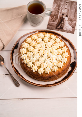 homemade cake, white wood, winter, rustic style homemade cake, white wood, winter, rustic style 45142054