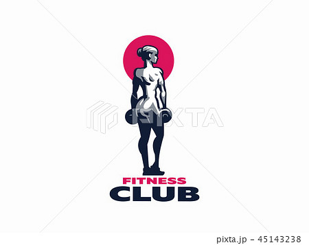 Woman fitness emblem. 45143238