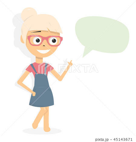 Girl with speech bubble making an announcement.  45143671