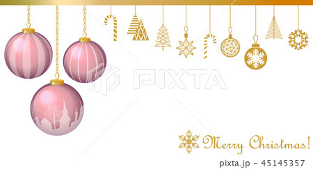 Realistic Merry Christmas greeting card. 45145357