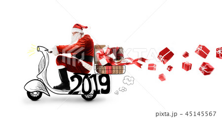 Santa Claus on scooter 45145567