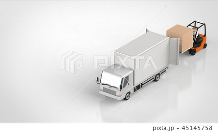 トラックとフォークリフト 正面 右のイラスト素材