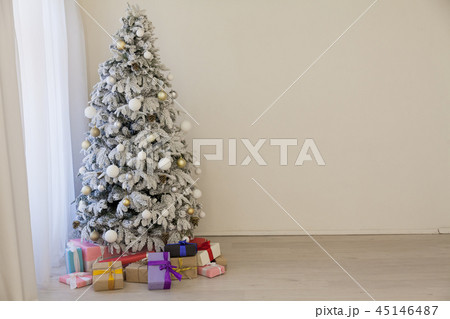 Christmas tree in the snow in new year winter Christmas tree in the snow in new year winter 45146487