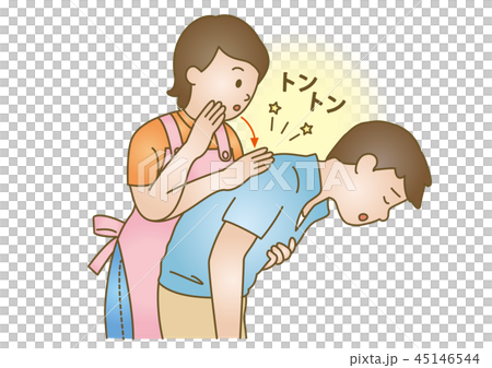 応急手当イラスト68：喉のつまり 45146544