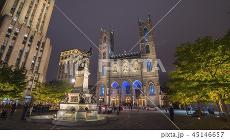 Montreal city near the Notre Dame Cathedral by night Montreal city near the Notre Dame Cathedral by night 45146657