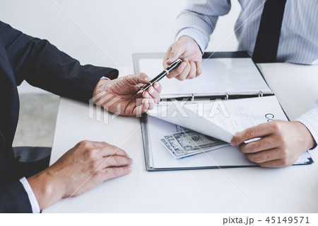 Bribery and corruption concept, bribe in the form of dollar bill 45149571