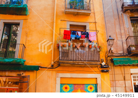 Balcony with drying linen, Barcelona. Spain. Balcony with drying linen, Barcelona. Spain. 45149911