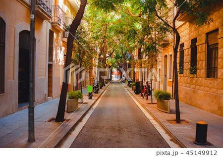 The shady street of Barcelona. The shady street of Barcelona. 45149912