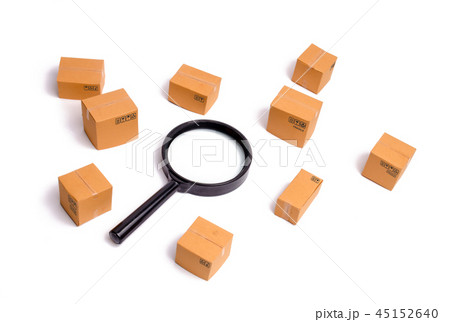 Cardboard boxes and a glass  45152640