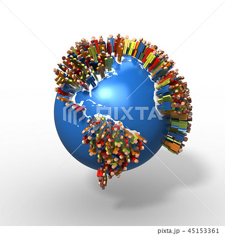 World Population, Globe with people, South America 45153361