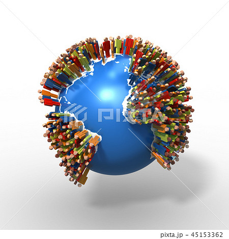 World Population, Globe with people, South America 45153362