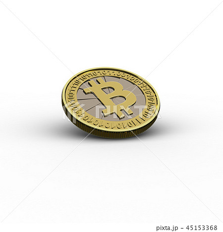Bitcoin, 3D rendering of a golden Bitcoin 45153368
