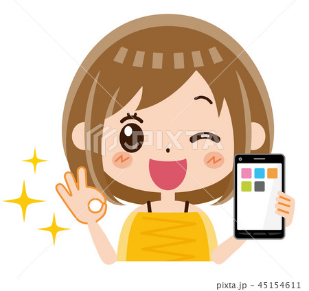 女性　スマホ　OK 45154611
