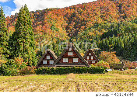 白川郷 秋の写真素材