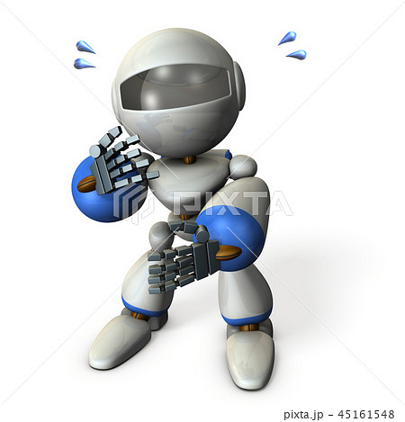 はにかんで見上げるキュートなロボット 45161548