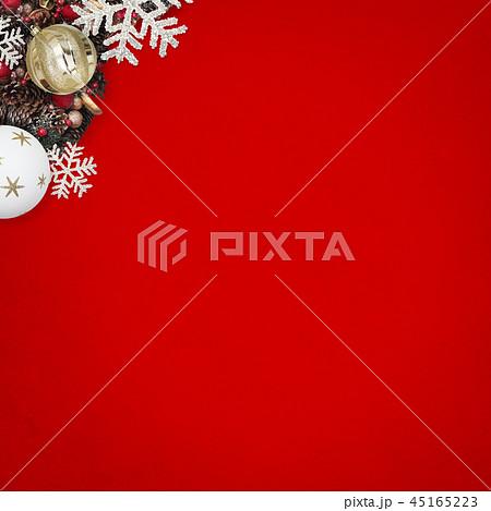 背景-レッド-クリスマス-オーナメント-リース 背景-レッド-クリスマス-オーナメント-リース 45165223