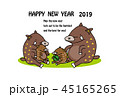 イラスト素材: 年賀状テンプレート（亥年） 45165265