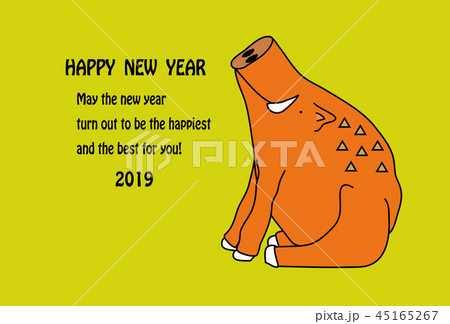 イラスト素材: 年賀状テンプレート（亥年） 45165267