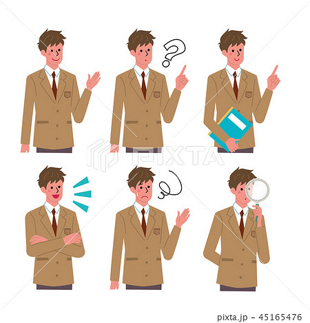 男子学生　表情　イラスト　セット 45165476