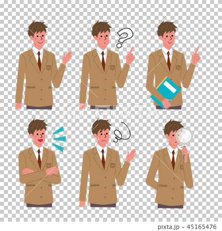 男子学生　表情　イラスト　セット 45165476