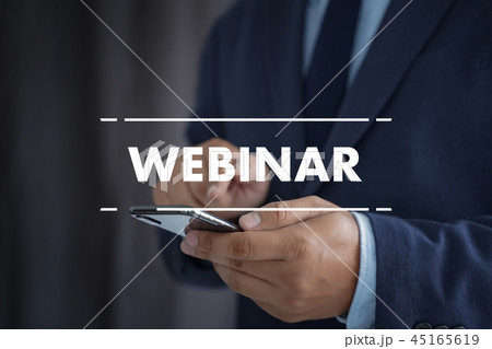WEBINAR man hand on table Business, coffee, 45165619